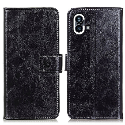 For Nothing Phone 1 Retro Crazy Horse Texture Horizontal Flip Leather Phone Case(Black) by buy2fix