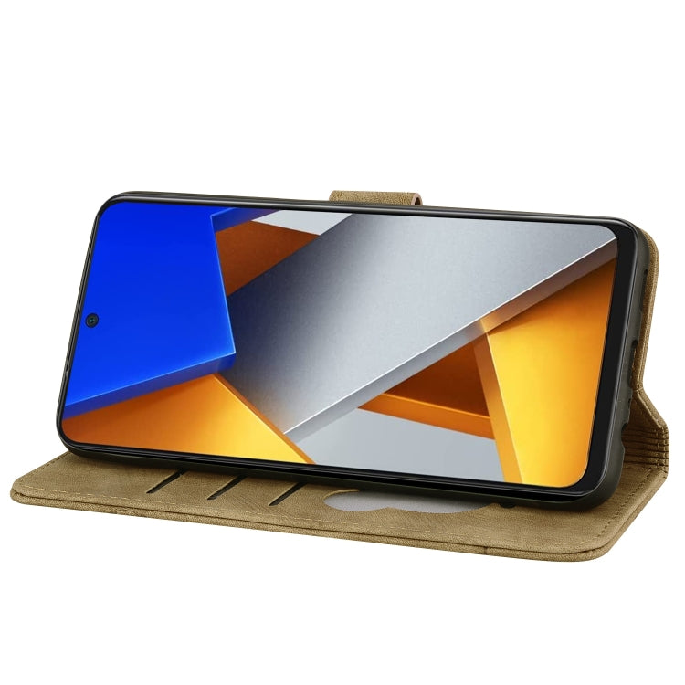 For Xiaomi Poco M4 Pro 4G Global Cartoon Sakura Cat Embossed Leather Phone Case(Brown) by buy2fix