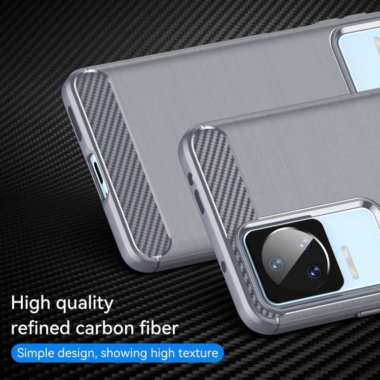 For Xiaomi Poco F4 Brushed Texture Carbon Fiber TPU Phone Case(Grey) by buy2fix