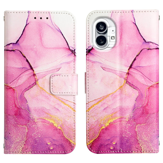 For Nothing Phone 1 PT003 Marble Pattern Flip Leather Phone Case(Pink Purple Gold) by buy2fix