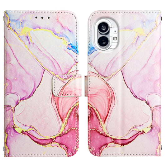 For Nothing Phone 1 PT003 Marble Pattern Flip Leather Phone Case(Rose Gold) by buy2fix