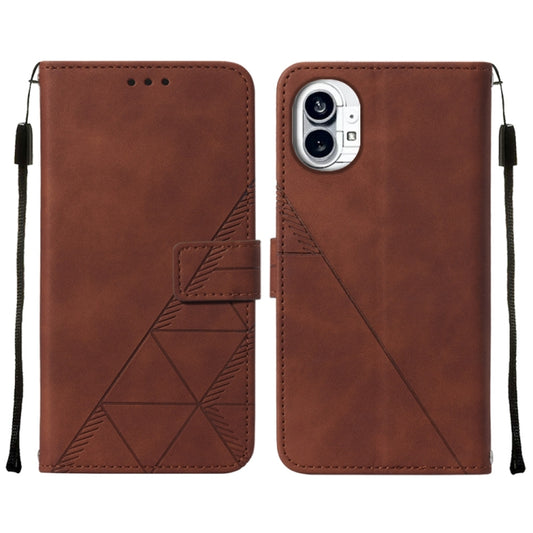For Nothing Phone 1 3D Embossed Flip Leather Phone Case(Brown) by buy2fix