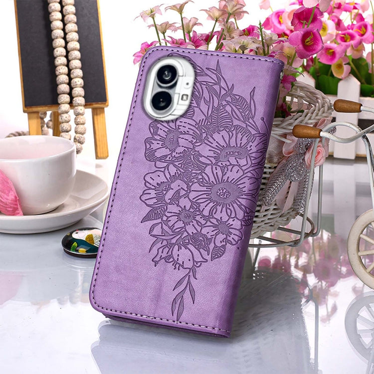 For Nothing Phone 1 Embossed Butterfly Leather Phone Case(Light Purple) by buy2fix