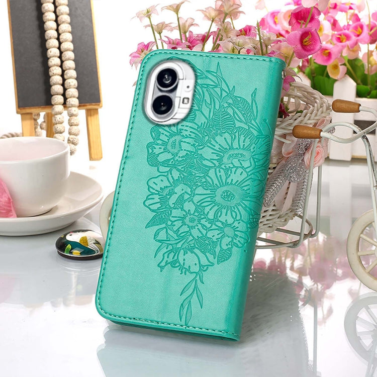 For Nothing Phone 1 Embossed Butterfly Leather Phone Case(Green) by buy2fix