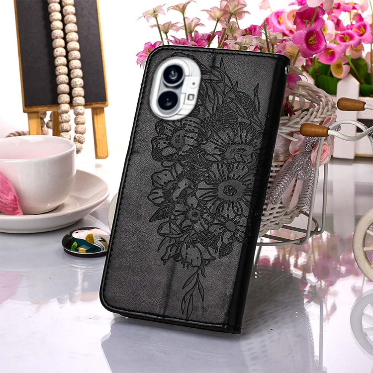 For Nothing Phone 1 Embossed Butterfly Leather Phone Case(Black) by buy2fix