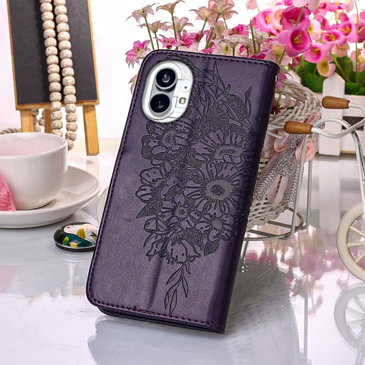 For Nothing Phone 1 Embossed Butterfly Leather Phone Case(Dark Purple) by buy2fix