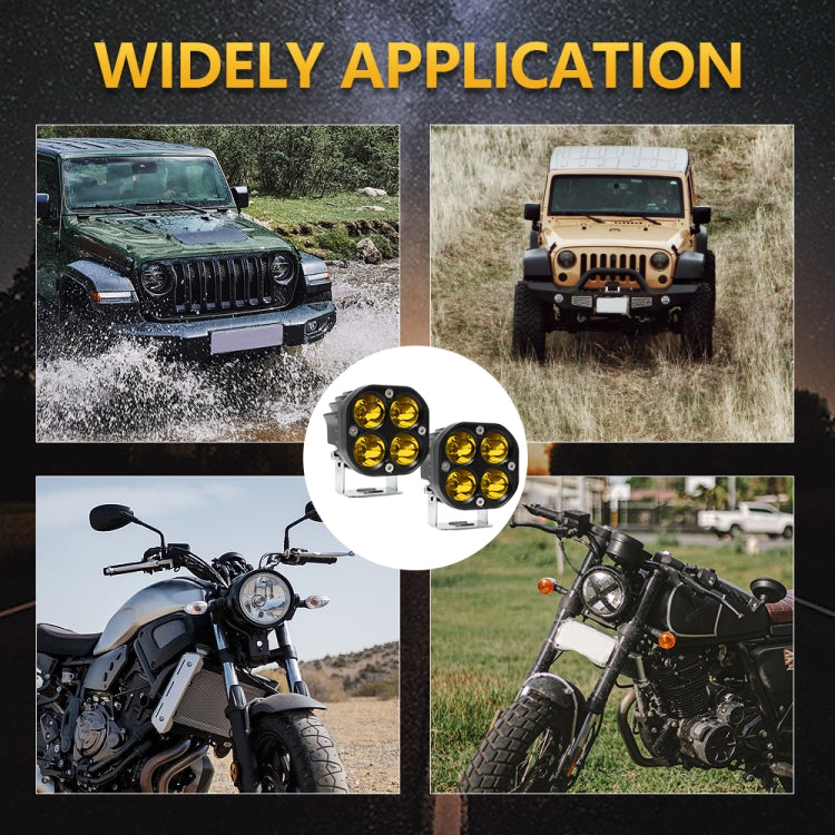 Car 3 inch 4LEDs Continuous Spotlight 20W / 2000LM / 6000K / DC9-80V(Yellow Light) by buy2fix