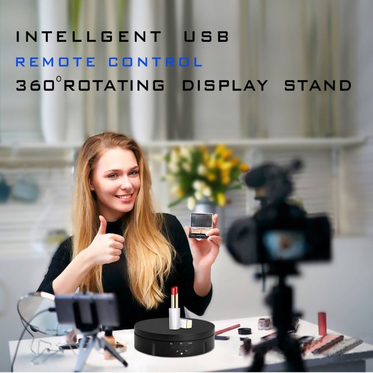 14.6cm Remote Mirror USB Electric Rotating Turntable Display Stand, Load: 10kg(Black) by buy2fix