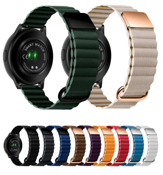 For Samsung Galaxy Watch3 41mm 20mm Magnetic Buckle Leather Watch Band(Crimson Cherry) by buy2fix