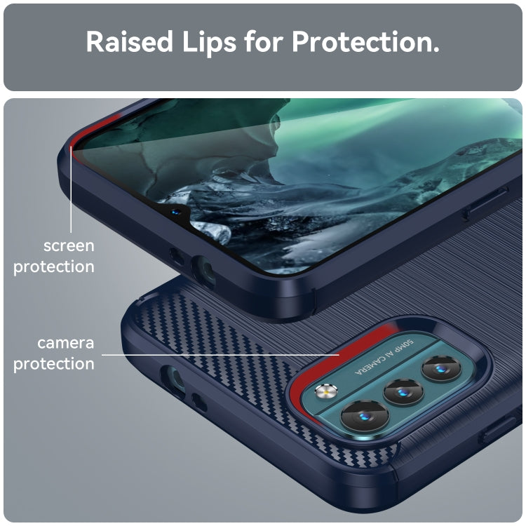 For Nokia G21 Brushed Texture Carbon Fiber TPU Phone Case(Blue) by buy2fix