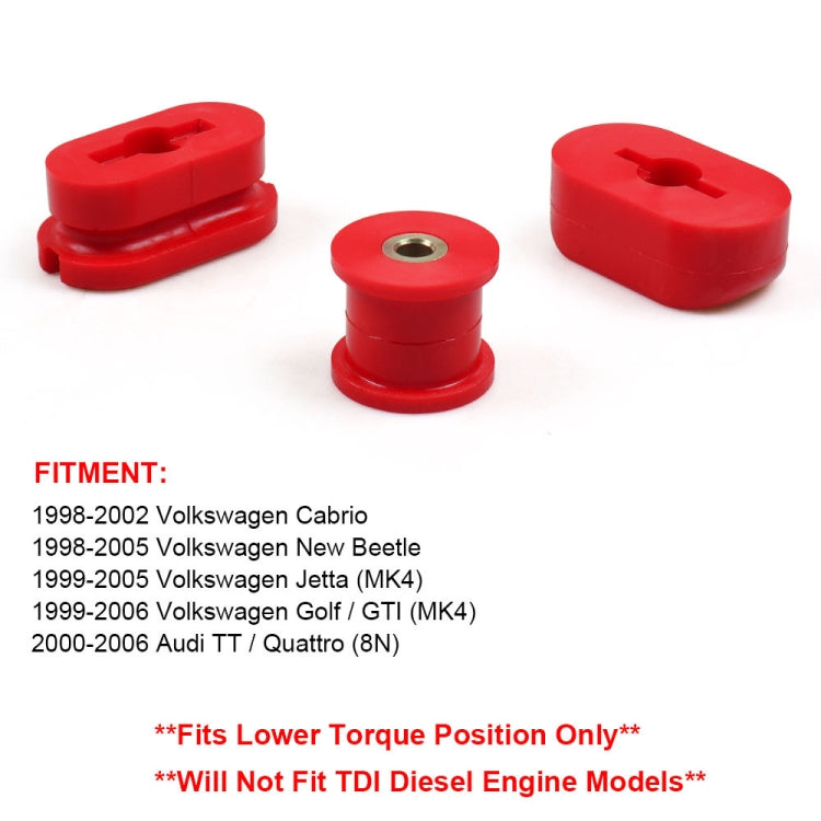 Car Modified Front Lower Dogbone Engine Mount Bracket Polyurethane Bushings for Volkswagen Jetta / Golf GTI Mk4(Red) by buy2fix