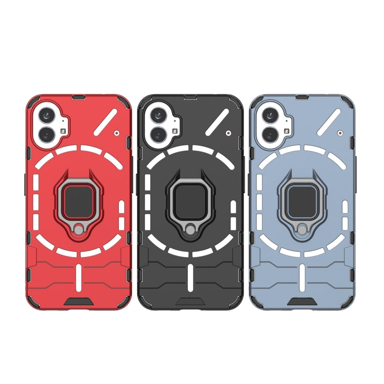 For Nothing Phone 1 PC + TPU Shockproof Protective Phone Case with Magnetic Ring Holder(Black) by buy2fix