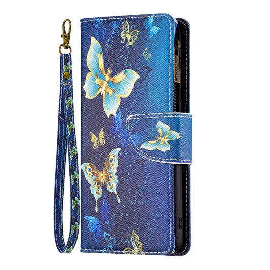 For Nothing Phone 1 Colored Drawing Pattern Zipper Leather Phone Case(Gold Butterfly) by buy2fix