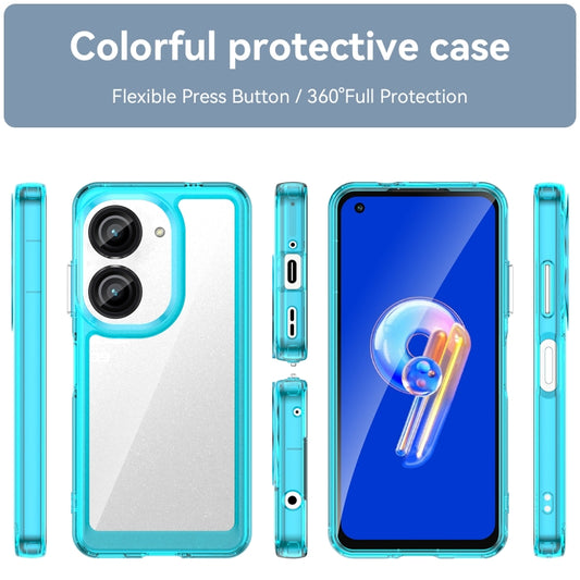 For Asus ZenFone 9 Colorful Series Acrylic + TPU Phone Case(Transparent Blue) by buy2fix