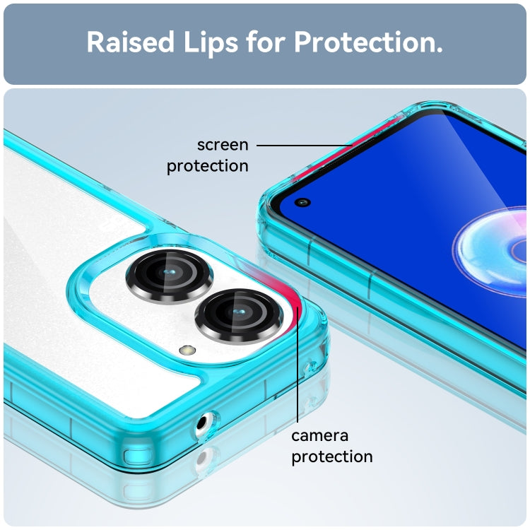 For Asus ZenFone 9 Colorful Series Acrylic + TPU Phone Case(Transparent Blue) by buy2fix