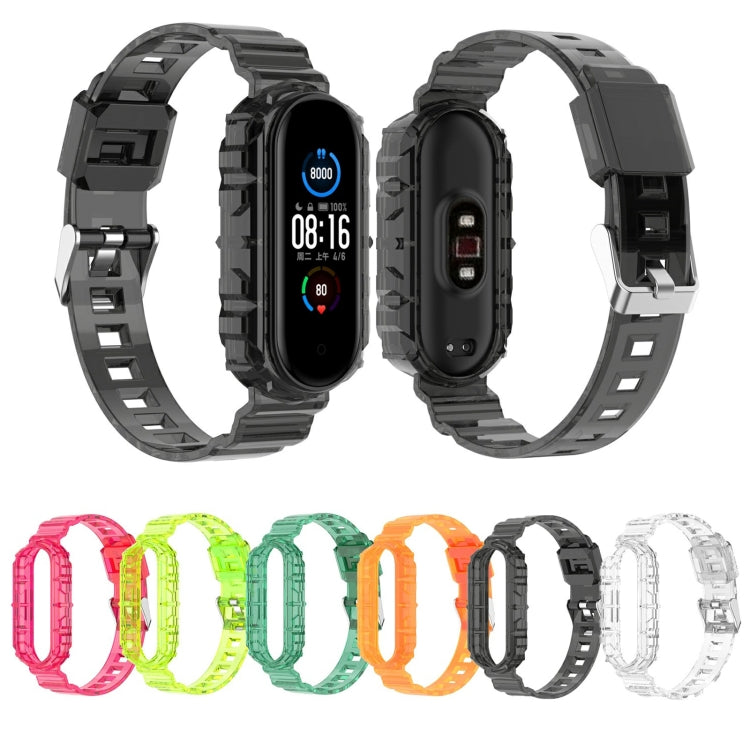 For Xiaomi Mi Band 5/6/7 Universal TPU Integrated Watch Band(Transparent Green) by buy2fix