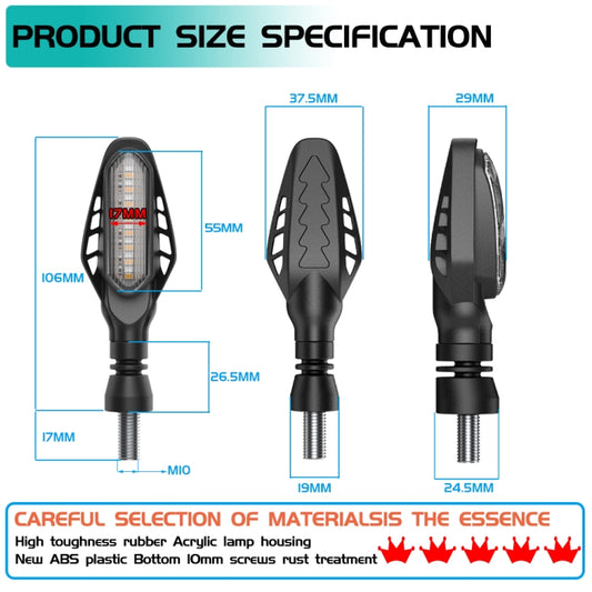 4 PCS Modified Motorcycle 16LEDs Brake Turn Tail Light, Transparent Shell(White Light + Yellow Light) by buy2fix