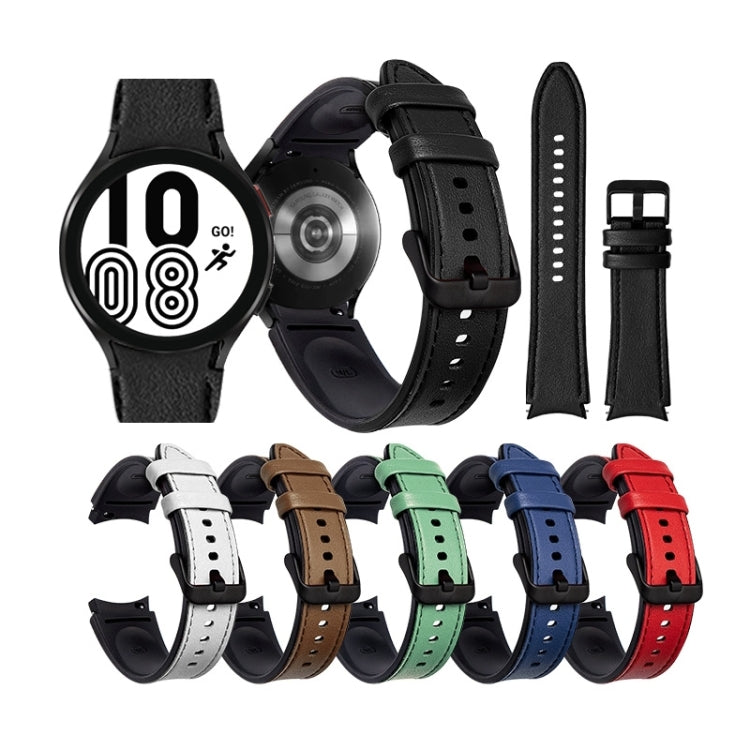 For Samsung Galaxy Watch5 Pro 45mm/5 44mm/5 40mm Silicone + Leather Black Buckle Watch Band(Red) by buy2fix
