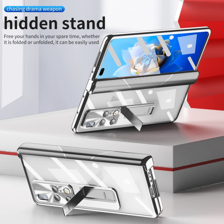 For Huawei Mate X2 Magnetic Hinges Plating Phone Case with Holder(Silver) by buy2fix