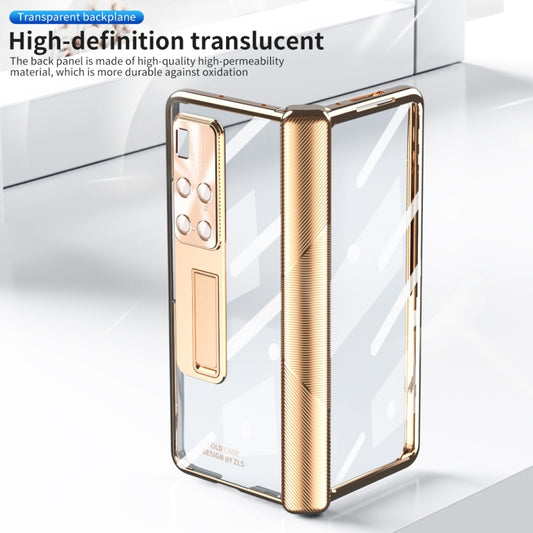 For Huawei Mate X2 Magnetic Hinges Plating Phone Case with Holder(Champagne Gold) by buy2fix