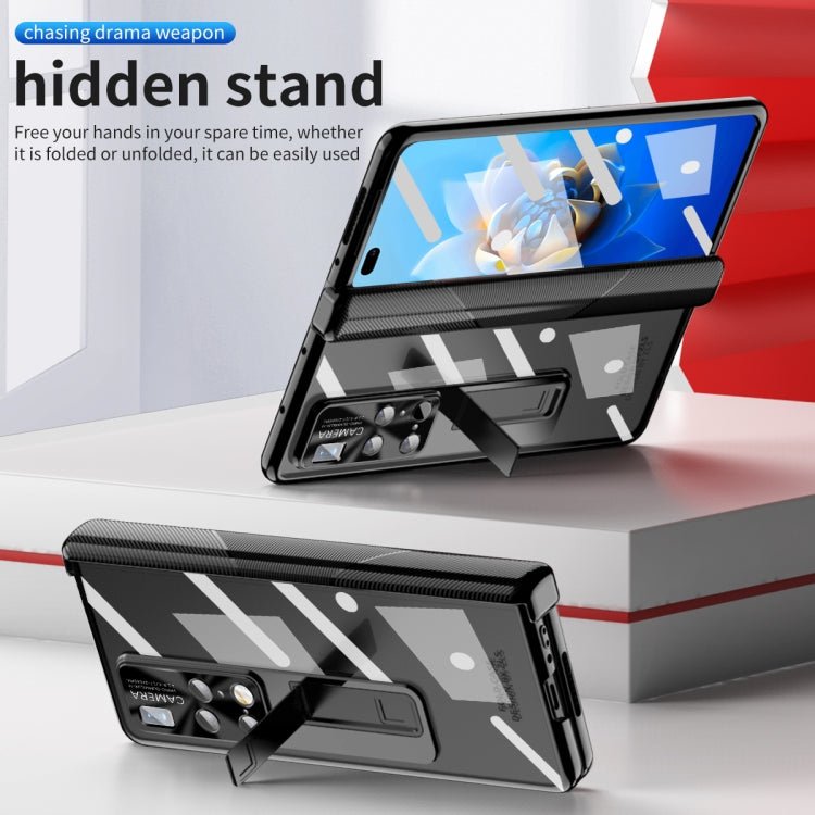 For Huawei Mate X2 Magnetic Hinges Plating Phone Case with Holder(Black) by buy2fix