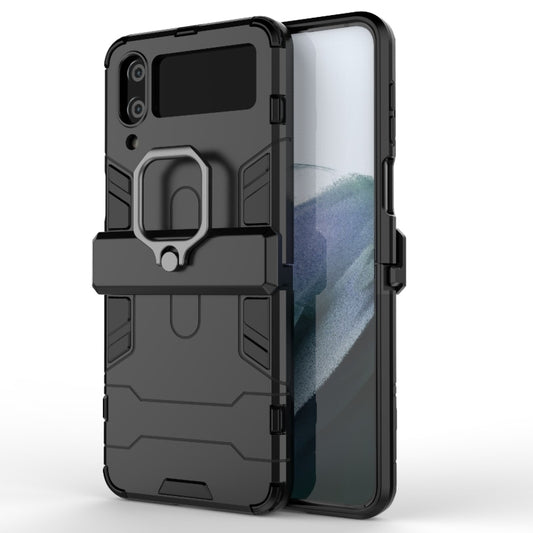 For Samsung Galaxy Z Flip4 PC + TPU Shockproof Protective Phone Case with Magnetic Ring Holder(Black) by buy2fix