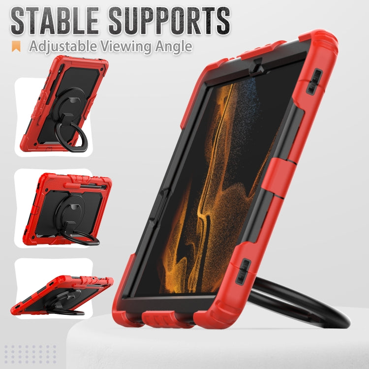 For Samsung Galaxy Tab S8+ / S7+ Bracelet Holder Silicone + PC Tablet Case(Red) by buy2fix