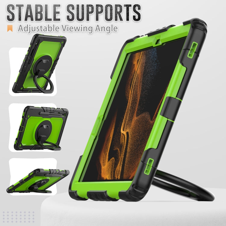 For Samsung Galaxy Tab S8+ / S7+ Bracelet Holder Silicone + PC Tablet Case(Yellow Green) by buy2fix