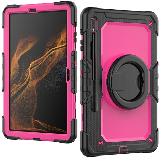 For Samsung Galaxy Tab S8+ / S7+ Bracelet Holder Silicone + PC Tablet Case(Rose Red) by buy2fix