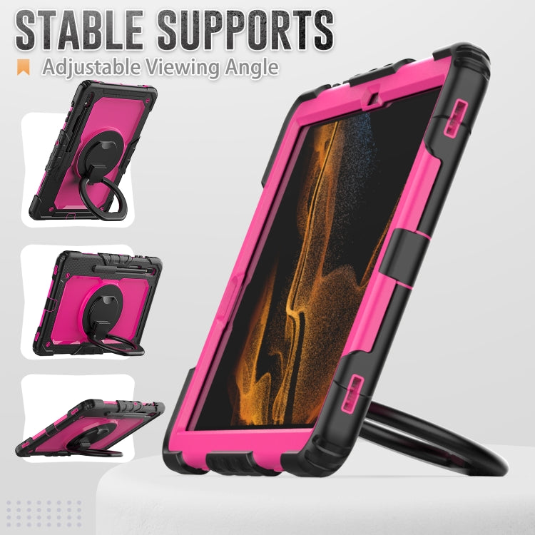 For Samsung Galaxy Tab S8+ / S7+ Bracelet Holder Silicone + PC Tablet Case(Rose Red) by buy2fix