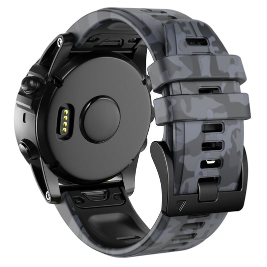 For Garmin Fenix 7 Camouflage Silicone Watch Band(Grey) by buy2fix