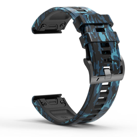 For Garmin Fenix 7 Camouflage Silicone Watch Band(Blue) by buy2fix