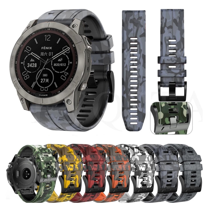 For Garmin Fenix 7 Camouflage Silicone Watch Band(Green) by buy2fix