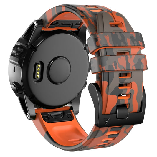 For Garmin Fenix 7X Camouflage Silicone Watch Band(Orange) by buy2fix