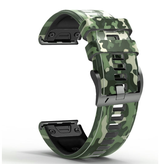 For Garmin Fenix 7X Camouflage Silicone Watch Band(Green) by buy2fix