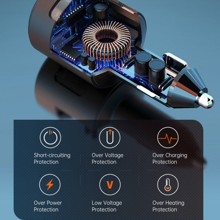 SC01 65W QC3.0 + PD Dual Ports Car Charger with Voltage Display(Black) by buy2fix