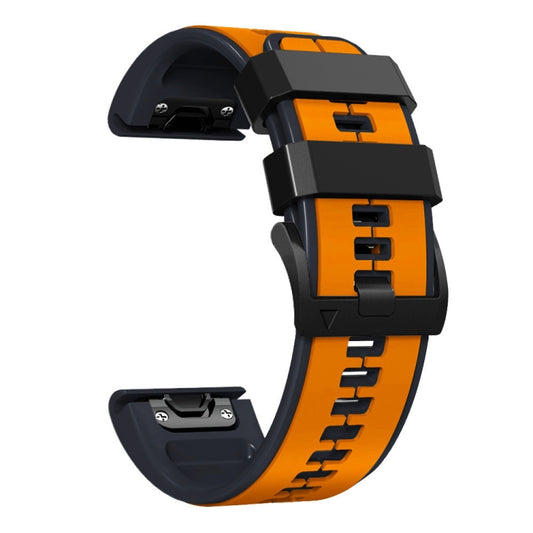 For Garmin Fenix 7 Vertical Stripes Two-color Silicone Watch Band(Orange Black) by buy2fix