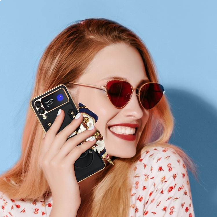 For Samsung Galaxy Z Flip3 5G GKK Handbag Design Leather + PC Phone Case(Yellow) by GKK