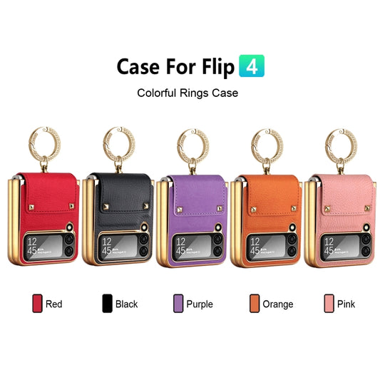For Samsung Galaxy Z Flip4 5G GKK Colorful PU Phone Case with Ring Holder(Orange) by GKK