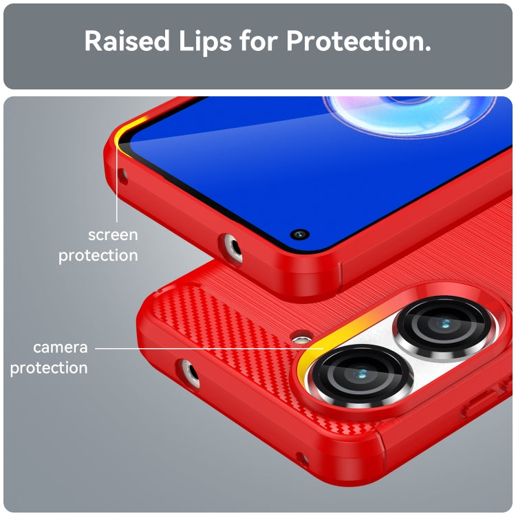 For Asus Zenfone 9 Brushed Texture Carbon Fiber TPU Case(Red) by buy2fix