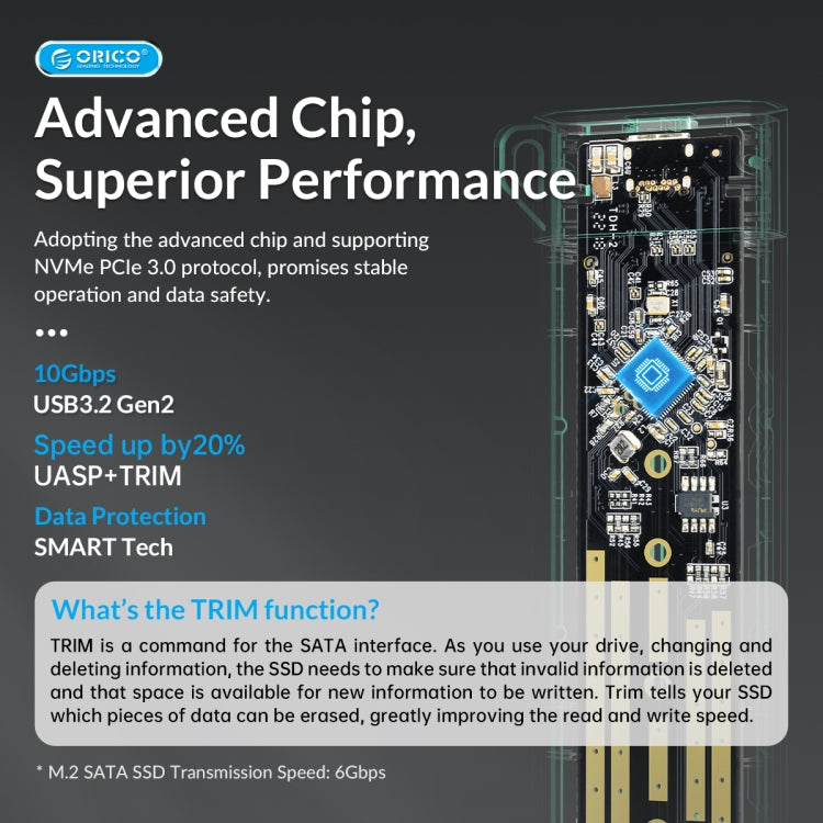 ORICO MM2C3-GY USB3.1 Gen1 Type-C 6Gbps M.2 SATA SSD Enclosure(Grey) by ORICO