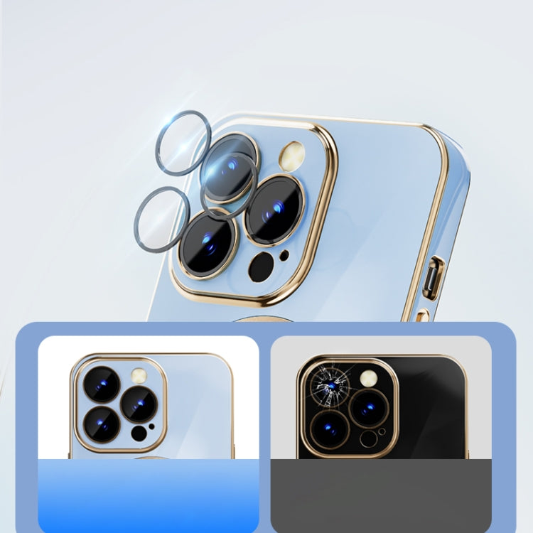 For iPhone 14 6D Gold Plated Magsafe Magnetic Phone Case (Purple) by buy2fix