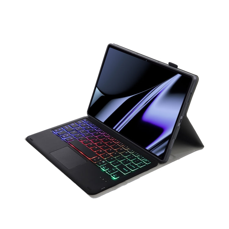 OP11-AS Lambskin Texture Ultra-thin Bluetooth Keyboard Leather Case with Touchpad & Backlight For OPPO Pad 11 inch(Black) by buy2fix
