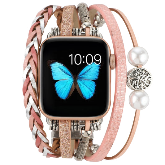 Jewelry Watch Band For Apple Watch Series 9&8&7 41mm / SE 3&SE 2&6&SE&5&4 40mm / 3&2&1 38mm(Pink) by buy2fix