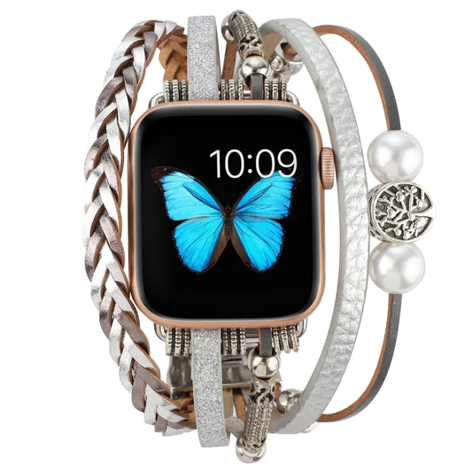 Jewelry Watch Band For Apple Watch Series 9&8&7 41mm / SE 3&SE 2&6&SE&5&4 40mm / 3&2&1 38mm(Silver) by buy2fix