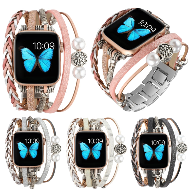 Jewelry Watch Band For Apple Watch Series 9&8&7 41mm / SE 3&SE 2&6&SE&5&4 40mm / 3&2&1 38mm(Black) by buy2fix