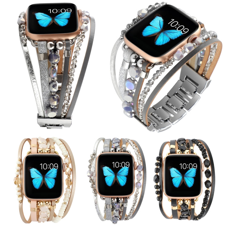 Jewelry Watch Band For Apple Watch Series 9&8&7 41mm / SE 3&SE 2&6&SE&5&4 40mm / 3&2&1 38mm(Black) by buy2fix