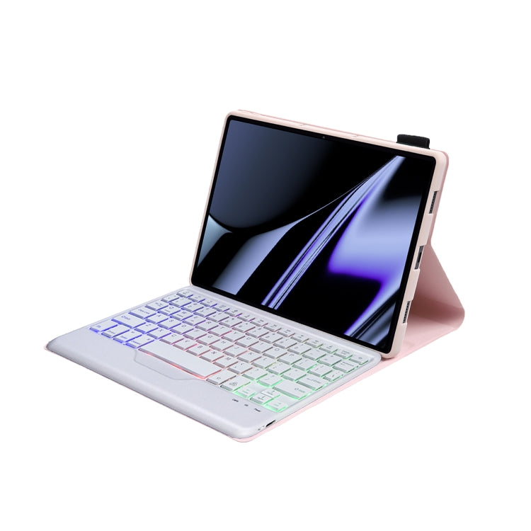 OP11-BS Lambskin Texture Ultra-thin Bluetooth Keyboard Leather Case with Backlight For OPPO Pad 11 inch(Pink) by buy2fix