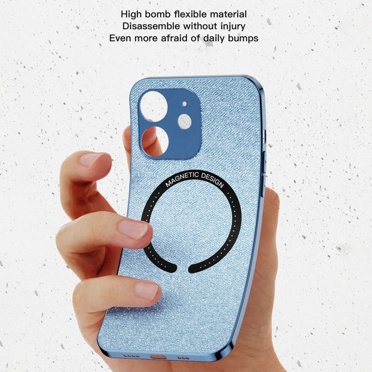 For iPhone 11 Leather Electroplated Magsafe Case (Blue) by buy2fix
