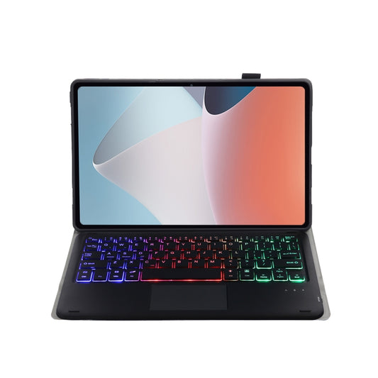 OP12-AS Lambskin Texture Ultra-thin Bluetooth Keyboard Leather Case with Touchpad & Backlight For OPPO Pad Air 10.4 inch(Black) by buy2fix